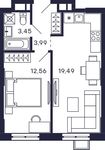 Планировка 1-комнатной квартиры, 39,49 м2