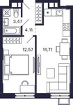 Планировка 1-комнатной квартиры, 39,86 м2