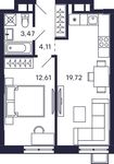 Планировка 1-комнатной квартиры, 39,91 м2