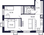 Планировка 2-комнатной квартиры, 52,2 м2