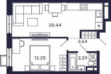 Планировка 1-комнатной квартиры, 39,62 м2