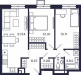 Планировка 2-комнатной квартиры, 62,98 м2