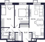 Планировка 2-комнатной квартиры, 63 м2