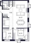 Планировка 2-комнатной квартиры, 73,01 м2