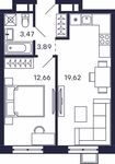Планировка 1-комнатной квартиры, 39,64 м2