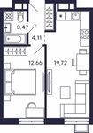 Планировка 1-комнатной квартиры, 39,96 м2