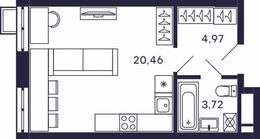 Планировка квартиры студии, 29,15 м2
