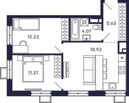 Планировка 2-комнатной квартиры, 52,21 м2