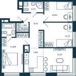 Планировка 3-комнатной квартиры, 74,69 м2