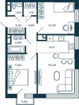 Планировка 2-комнатной квартиры, 59,7 м2