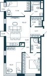 Планировка 3-комнатной квартиры, 85,8 м2
