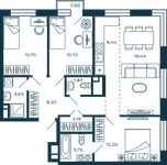 Планировка 3-комнатной квартиры, 79,36 м2