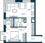 Планировка 1-комнатной квартиры, 44,42 м2