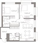 Планировка 2-комнатной квартиры, 69,23 м2