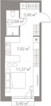 Планировка квартиры студии, 28,47 м2