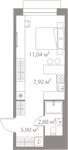 Планировка квартиры студии, 27,74 м2