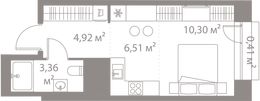 Планировка квартиры студии, 25,5 м2