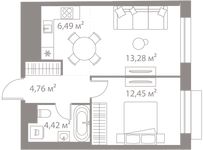 Планировка 1-комнатной квартиры, 41,4 м2