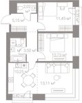 Планировка 2-комнатной квартиры, 61,02 м2