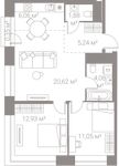 Планировка 2-комнатной квартиры, 62,19 м2