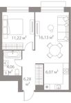 Планировка 1-комнатной квартиры, 43,76 м2