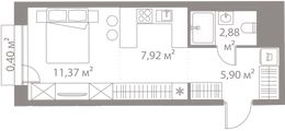 Планировка квартиры студии, 28,47 м2