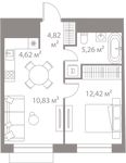 Планировка 1-комнатной квартиры, 37,95 м2
