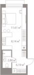 Планировка квартиры студии, 28,82 м2