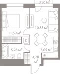 Планировка 1-комнатной квартиры, 36,79 м2