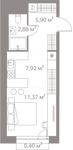 Планировка квартиры студии, 28,47 м2