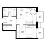 Планировка  1-комнатной квартиры, 47,9 м2