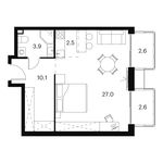 Планировка квартиры студии, 48,7 м2