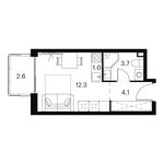 Планировка квартиры студии, 23,7 м2