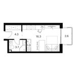 Планировка квартиры студии, 27,9 м2