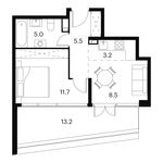 Планировка  1-комнатной квартиры, 47,1 м2