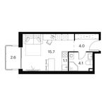 Планировка квартиры студии, 27,5 м2