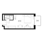 Планировка  1-комнатной квартиры, 25,8 м2