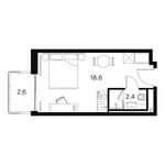 Планировка  1-комнатной квартиры, 23,6 м2