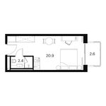 Планировка  1-комнатной квартиры, 25,9 м2