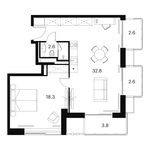 Планировка  2-комнатной квартиры, 62,7 м2