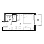 Планировка  1-комнатной квартиры, 23 м2