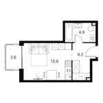 Планировка квартиры студии, 28,7 м2