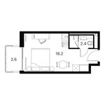 Планировка  1-комнатной квартиры, 23,2 м2