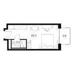 Планировка  1-комнатной квартиры, 25,1 м2