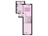 Планировка 2-комнатной квартиры, 54,73 м2