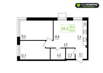 Планировка 2-комнатной квартиры, 60 м2