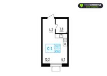 Планировка 1-комнатной квартиры, 24 м2