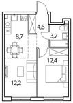 Планировка 2-комнатной квартиры, 41 м2