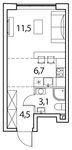 Планировка 1-комнатной квартиры, 25 м2