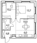 Планировка 3-комнатной квартиры, 51 м2